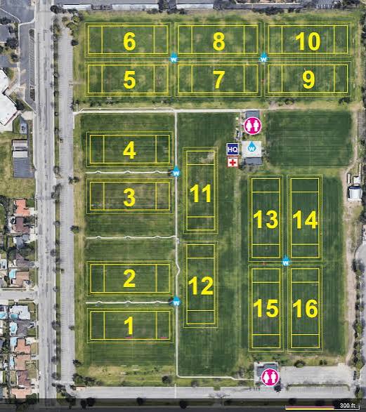 Aerial layout of the San Bernardino Sports Village complex